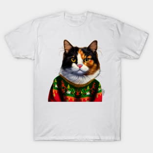 Cat  Wearing Christmas Sweater T-Shirt